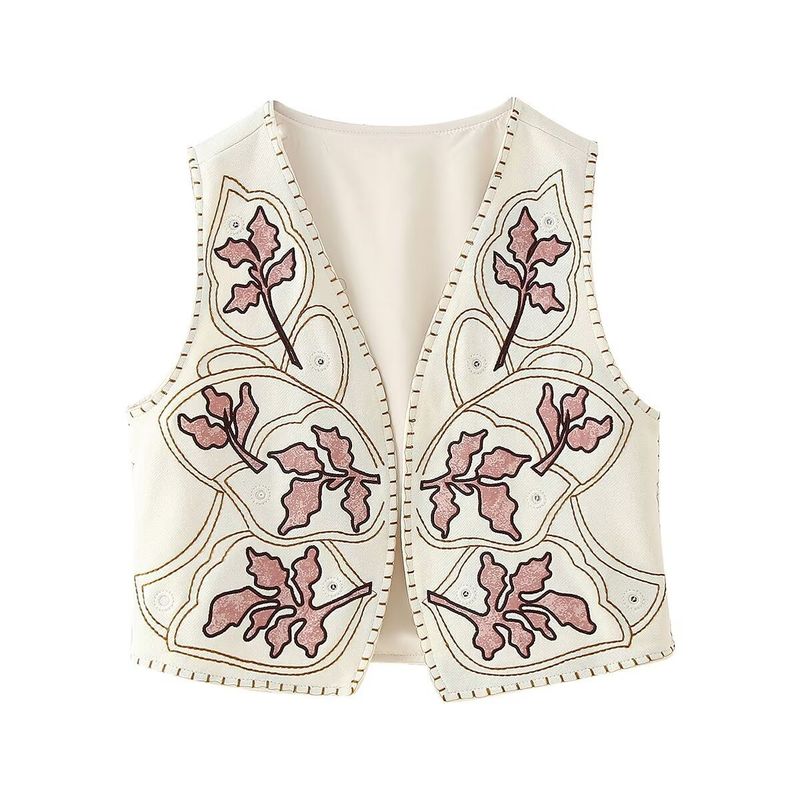 Abbigliamento donna 2024 autunno e inverno nuova moda gilet ricamato con scollo a V_voghion.com