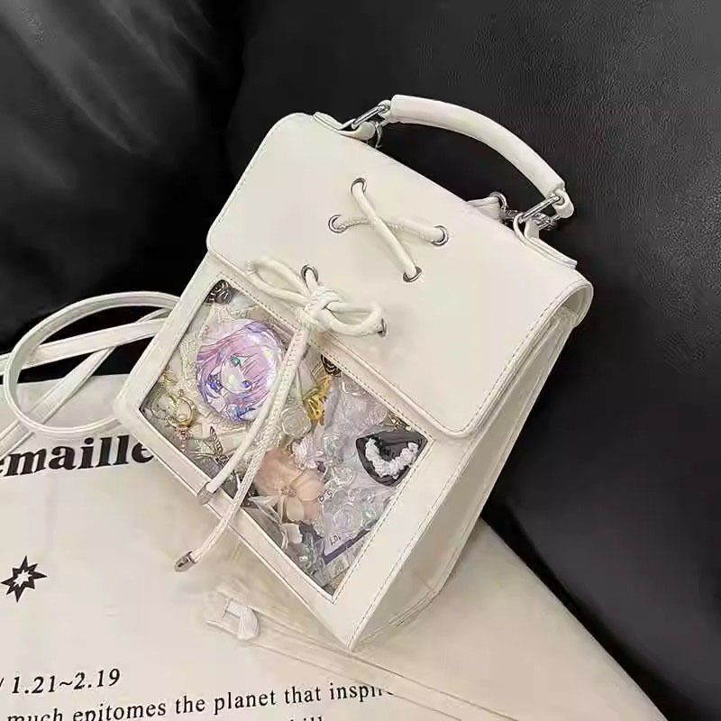 Nuova borsa a tracolla singola con tracolla a grana, piccola e media, per uso quotidiano, con distintivo, per donna, in crema._voghion.com
