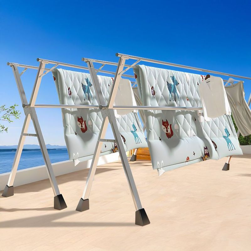 SOGA 2X 2.4m Portable Standing Clothes Drying Rack Holder 3 Poles_voghion.com