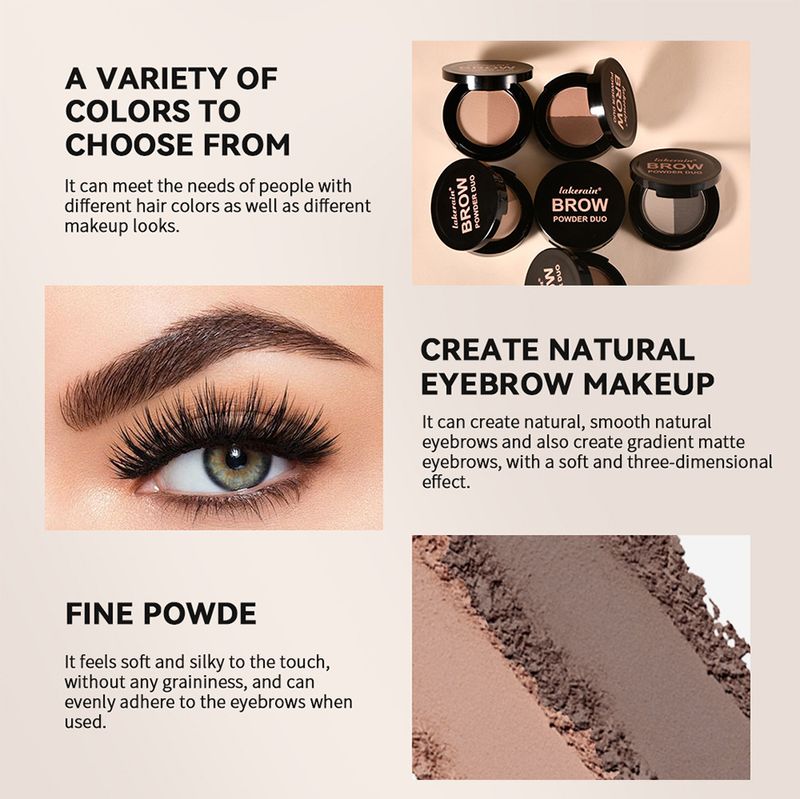 Lakerain Dual-Color Eyebrow Powder Natural 3D Contour Nose Shadow Powder Long-Lasting Waterproof Formula Highly Pigmented Eyebrow Makeup_voghion.com