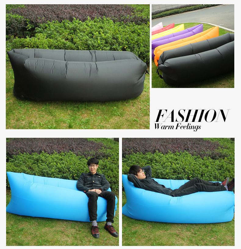 Outdoor Portable Lazy Inflatable Sofa Camping Beach Grass Park Air Bed Single Sleeping Bag_voghion.com