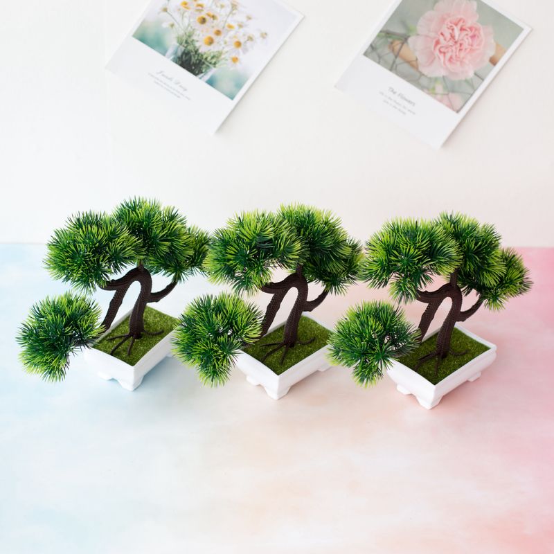 Four-ball pine grass simulation plant potted grass ball bonsai small tree home decoration flower ornaments_voghion.com