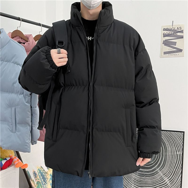 Winter Loose Plus Size Jacket For Men, Stylish Casual Versatile Solid Color Thickened Puffer Jacket, Unisex Cotton Coat_voghion.com