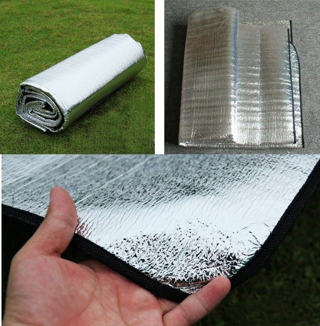 Picknick-Doppelseitige Aluminiumfolie, verdickte, feuchtigkeitsbeständige Outdoor-Tragbare Zeltboden-Campingmatte_voghion.com