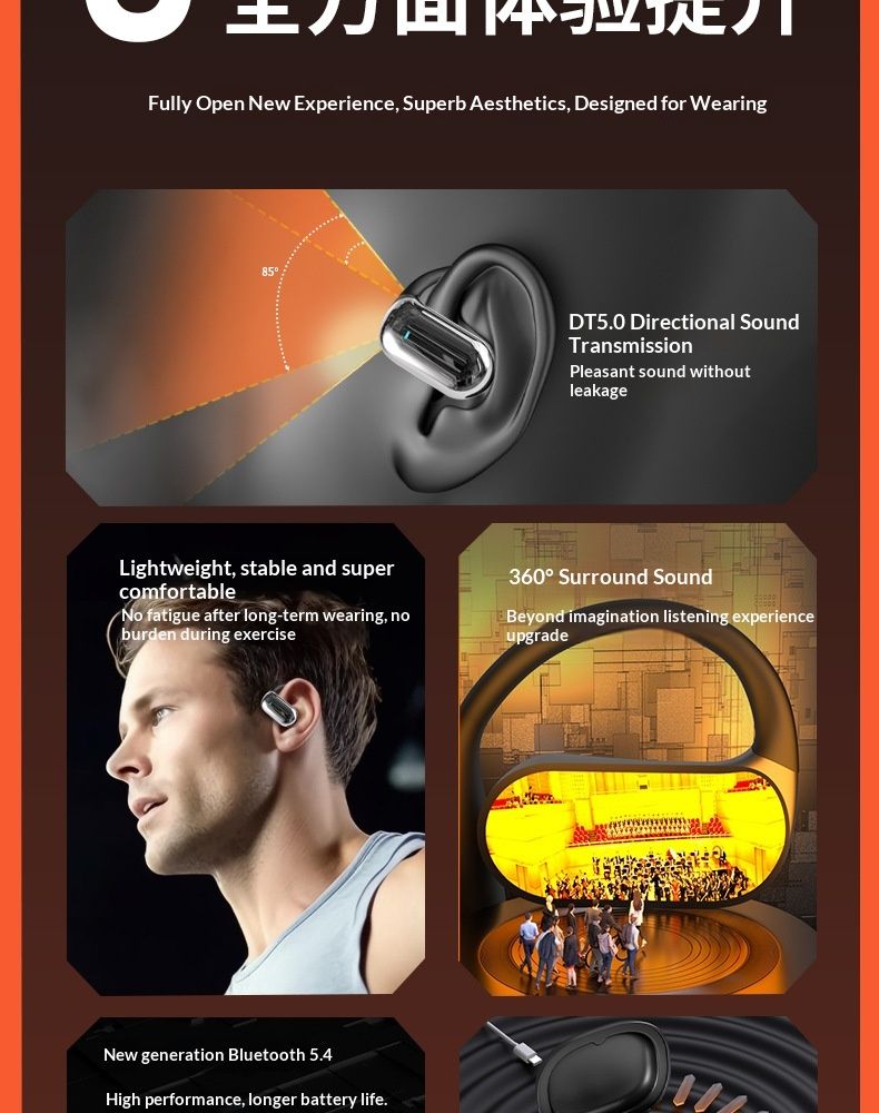 Free Shipping Huaqiangbei Over-Ear Bluetooth Wireless Noise Cancelling Open-Ear Non-In-Ear New Running Sports Headphones_voghion.com