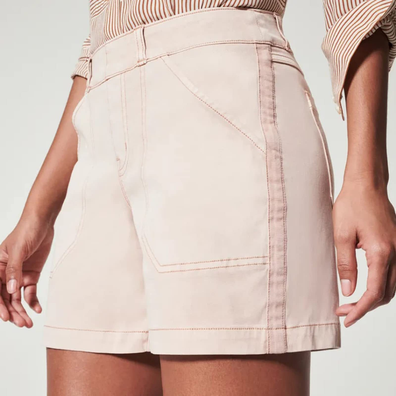 pantaloncini in denim retrò elasticizzati e sottili da donna_voghion.com