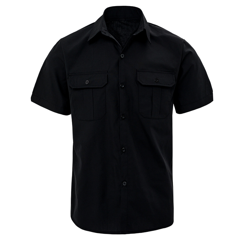 Camisa de manga corta lisa con solapa y doble bolsillo y hebilla para hombre, estilo retro, clásica, informal, nueva, de primavera_voghion.com