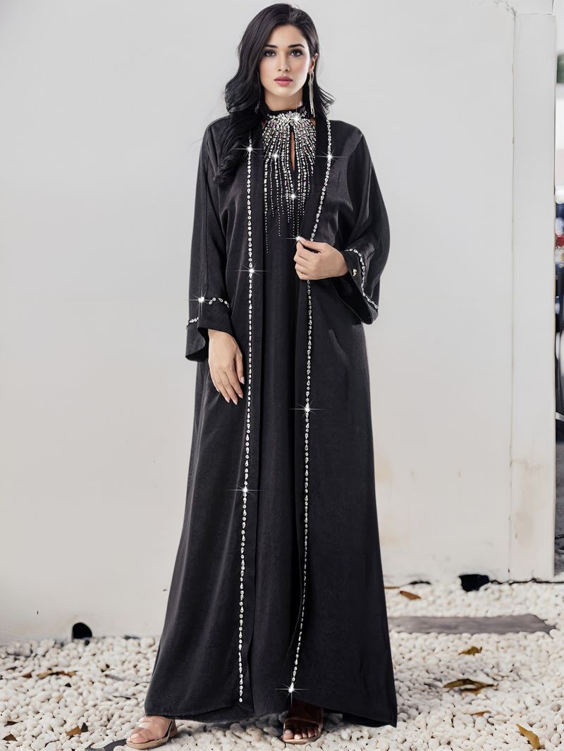 Damenbekleidung Kaftan Mode Handgenähter Diamantkleidrock_voghion.com