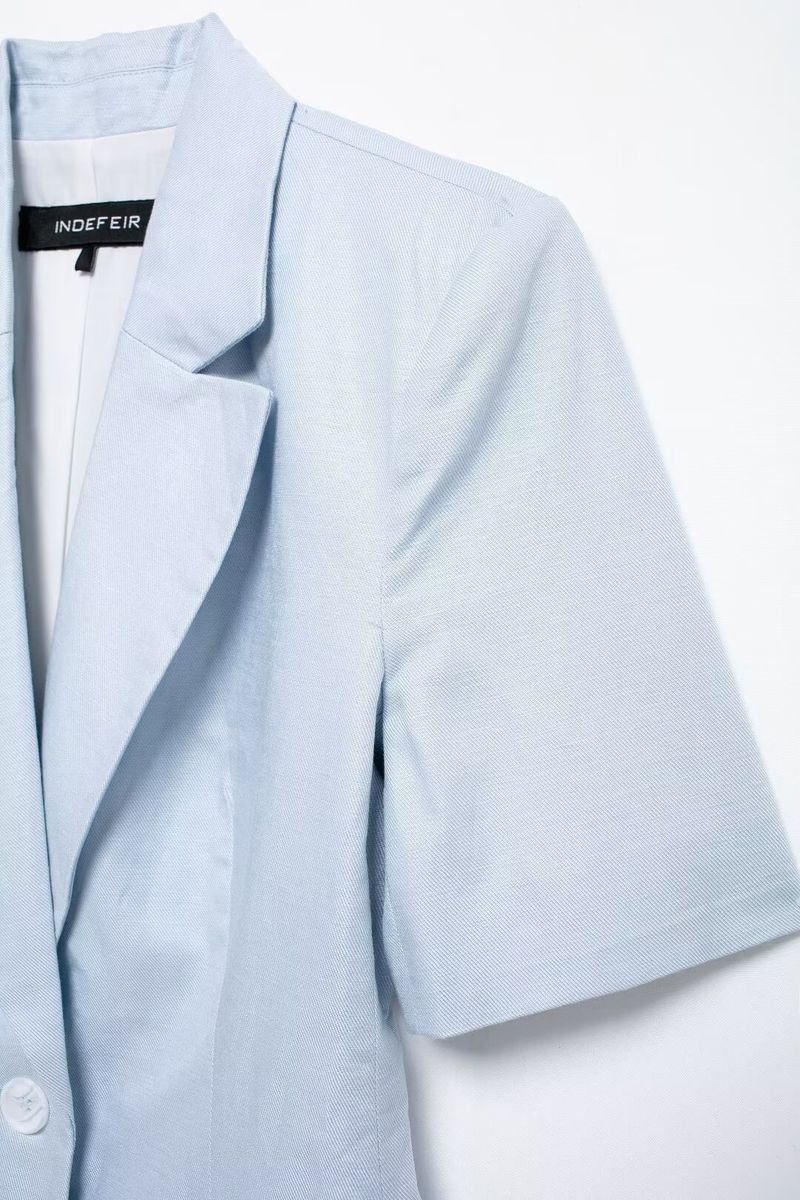 Casaco de pele feminino, novo verão 2024, mistura de linho, manga curta, slim fit_voghion.com