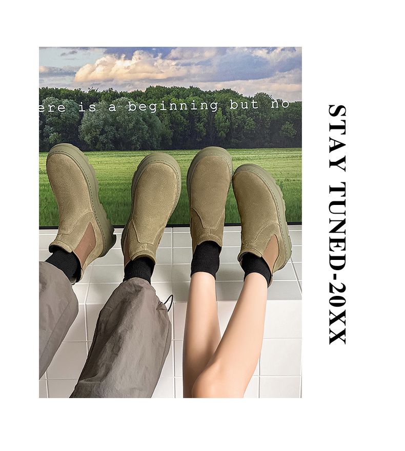Couple Casual Chelsea Boots Thick-soled Height Increasing Tooling Boots Sleeve Martin Boots_voghion.com