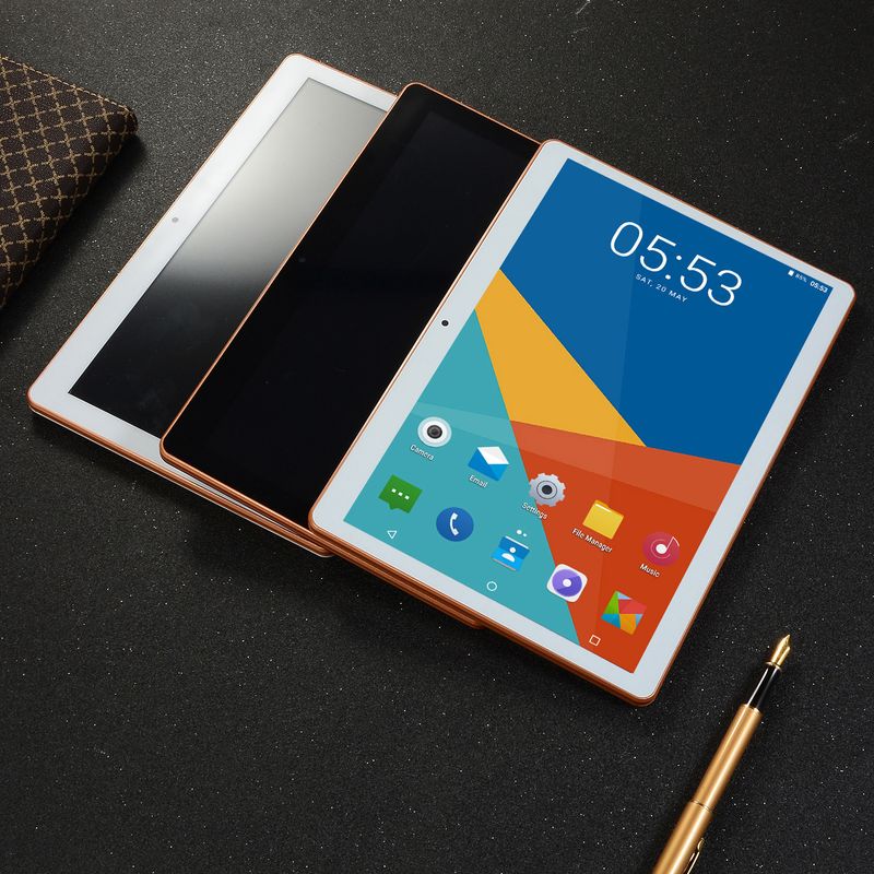 10,1-Zoll-Android-Tablet mit IPS-HD-Display, 3G-Telefonie, Dual-SIM, GPS, 1 GB RAM, 16 GB ROM, Bluetooth, Dual-Kamera – Weiß/Gold/Schwarz_voghion.com