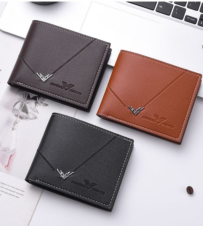Neue Herrenbrieftasche Kurze Herrenbrieftasche Jugend Einfache und modische Multi-Card-Business-Horizontal-Spleißen-Brieftasche_voghion.com