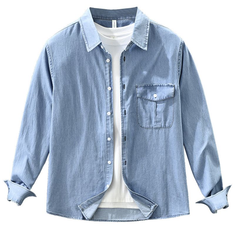 Camicia da uomo in denim a maniche lunghe, nuova moda, versatile, casual, ampia_voghion.com