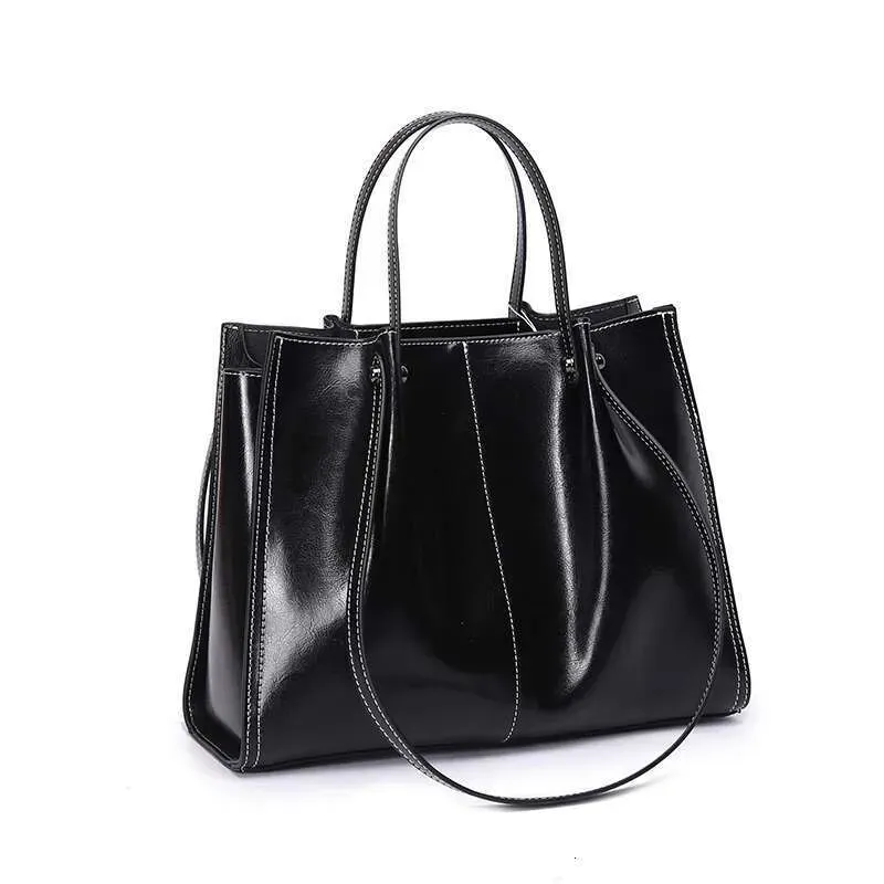 Burminsa Cowhide Genuine Leather Tote Shoulder S For Women 2025 Designer Large Capacity Shopper Work Ladies Handbags_voghion.com