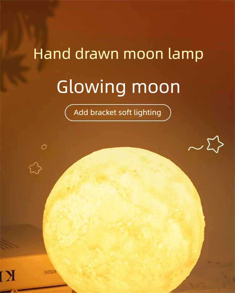 Lampada da comodino creativa con luce notturna a forma di luna 3D, regalo per fidanzata, migliore amica, compleanno_voghion.com