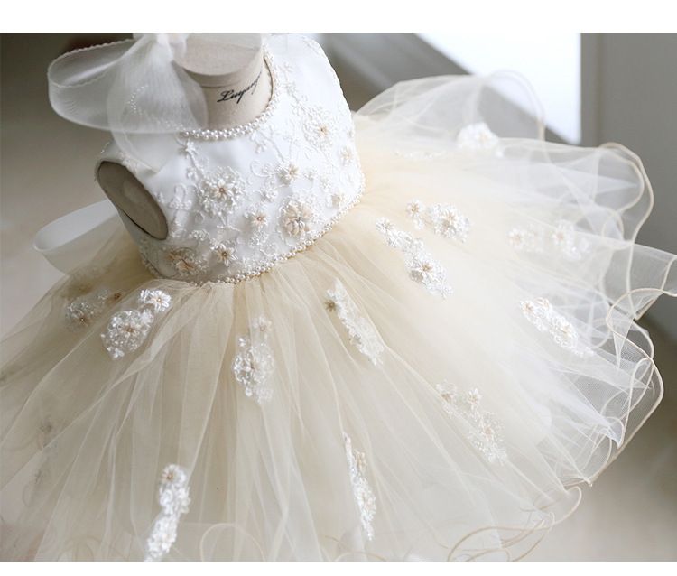 Kleines Prinzessinnenkleid für Mädchen, Spitze, Kinderkleid, Mädchen, Baby, einjähriges Kleid, Tutu-Rock, Klavier-Aufführungskostüm_voghion.com