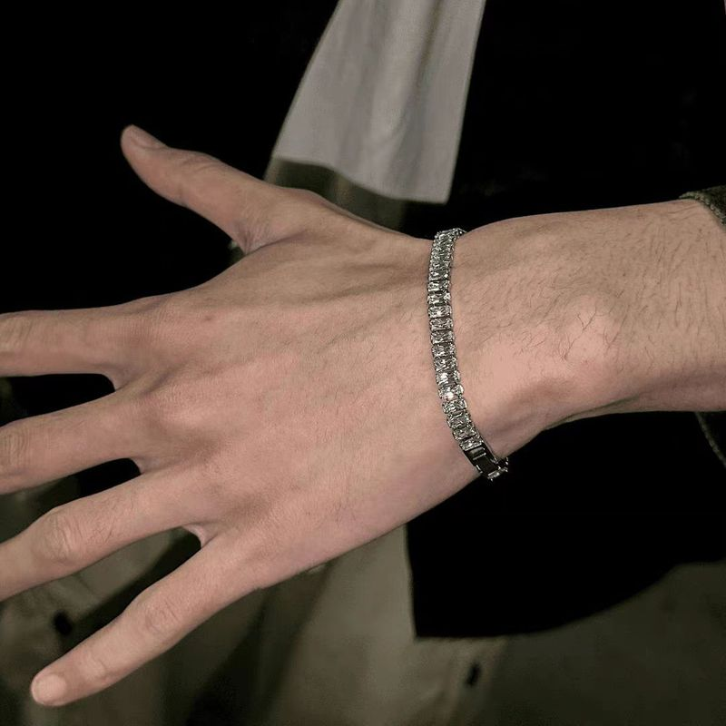 Titanstahl Zirkon Armband Edelstahl Tennisarmband Herren Damen Schmuck_voghion.com