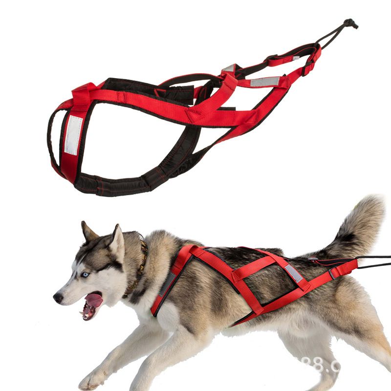 Snowboard Cart Leash Night Reflective Dog Sleigh Chest Harness_voghion.com