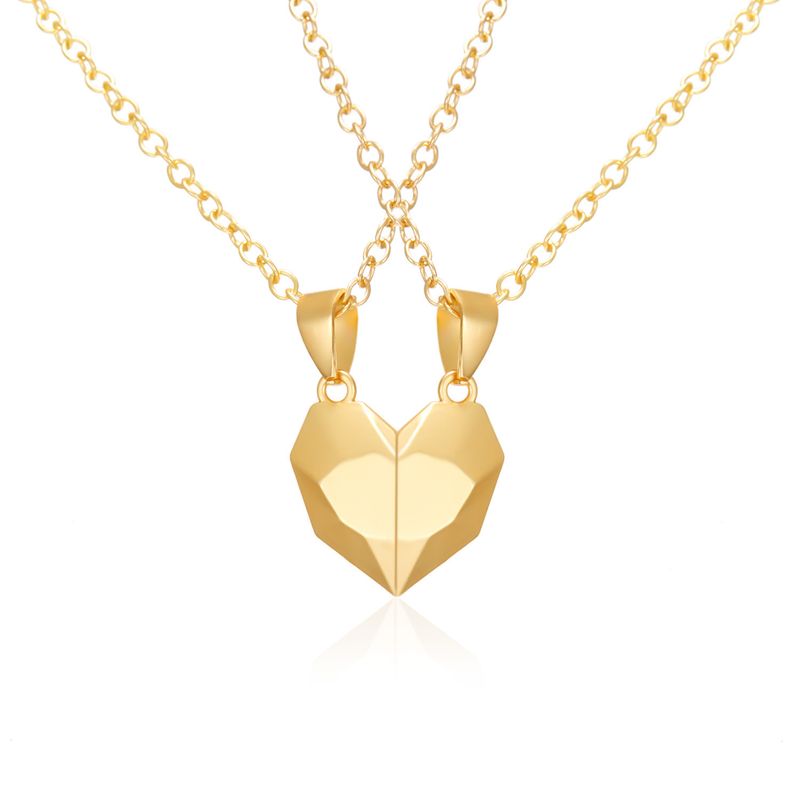 Collana magnetica a forma di cuore con ciondolo a forma di pietra dei desideri, con cuore spezzato e clavicola, per coppia, per donne_voghion.com