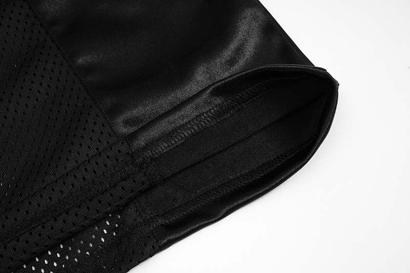 Maillot de sport à col en V et manches courtes pour homme, imprimé lettres et chiffres, en maille patchwork, tendance et ample_voghion.com