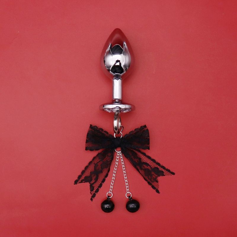 White Lace Bow Bell Anal Plug Erotic SM Flirting Stimulating Nipple Clamps Vaginal Clips_voghion.com