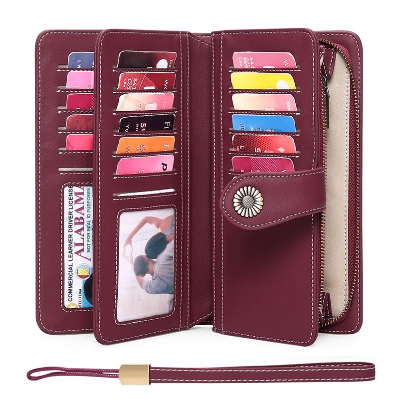ladies long wallet RFID long clutch PU leather multi-functional ladies wallet_voghion.com