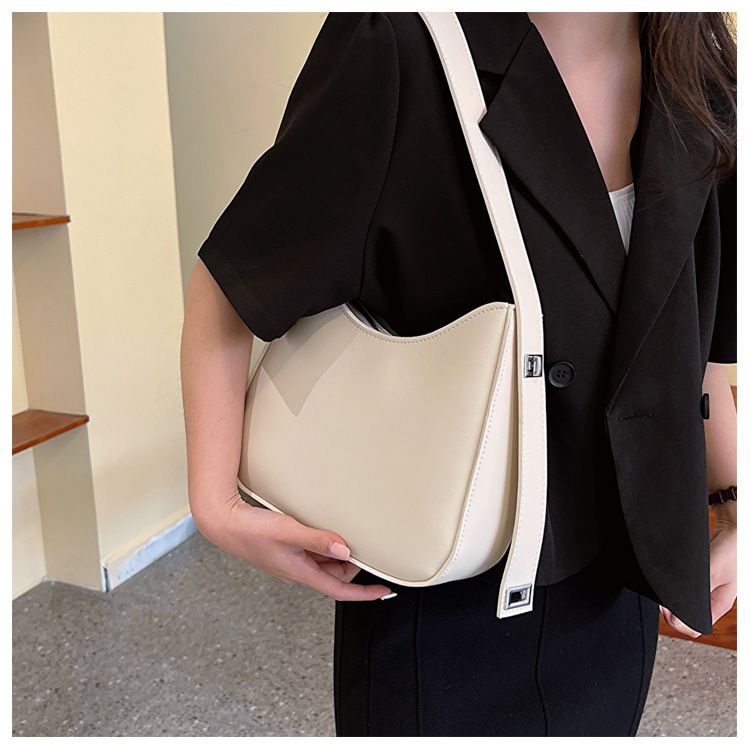 Retro Saddle Bag for Women 2024 New French Fashion Single Shoulder Underarm Bag Solid Color Versatile Crossbody Bag_voghion.com