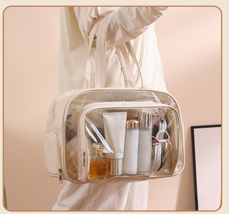 PU Multifunctional Toiletry Travel Large Capacity Swimming Portable Makeup Water-Resistant Storage Bag Shoe Compartment_voghion.com