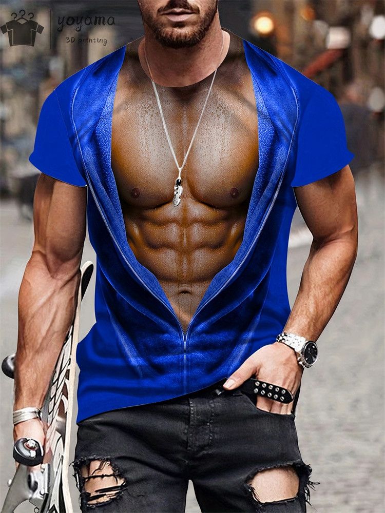 Funny 3D Printing Muscle Printed T-Shirt Gym Clothing Men Summer Streetwear T-Shirt Tops Harajuku Fashion Short Sleeve Tee_voghion.com