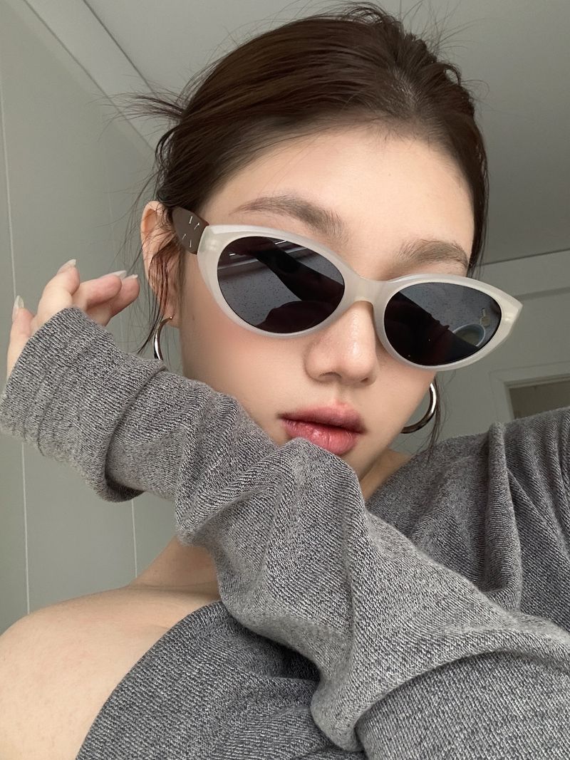 LazyZoom High-Grade Polarized Cat Eye Women's Square Round Face Slimming European And American Gyaru Style Ins Sunglasses Wood_voghion.com