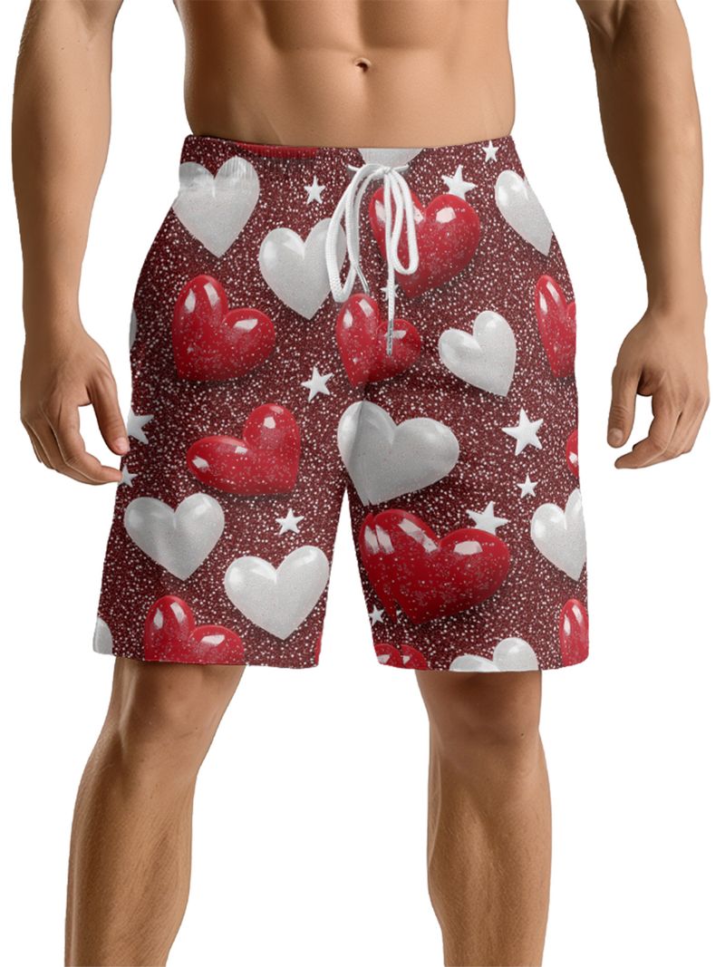 Unbeatable Quality Unbeatable Quality Oversized Men's Fitness Running Sports Basketball Shorts With Heart-shaped Printed Design And Cropped Pants_voghion.com