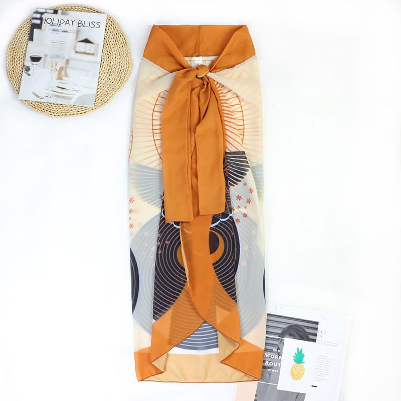 Jupe de plage en mousseline de soie pour femmes, une pièce, couvrant le ventre, amincissante, dos nu, style maillot de bain_voghion.com