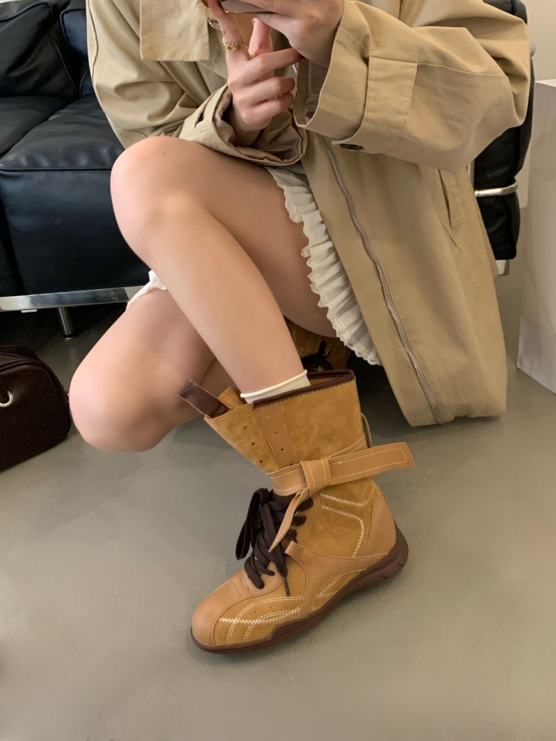 Women Boxing Boots Inner Height Increase Niche Design Boxing Lace-Up Training Women's Early Autumn Short Boots_voghion.com