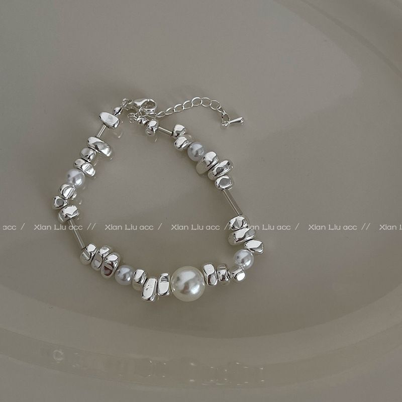 Broken Silver Lings Ins Niche Design Pearl Bracelet For Women Best Friends Cuban Beaded Jewelry 2022 New Model_voghion.com