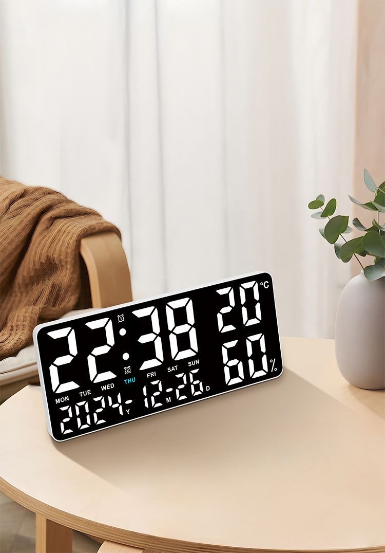 Nuovo modello di orologio elettronico multifunzionale semplice da parete per soggiorno con temperatura e umidità, caratteri grandi e luce notturna_voghion.com