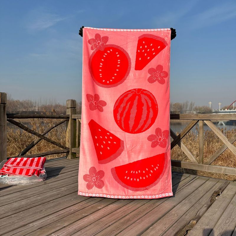 Prosop de plajă din bumbac pur, croială jacquard, catifea cu dungi, prosop de baie pentru adulți, mare, prosop de plajă_voghion.com