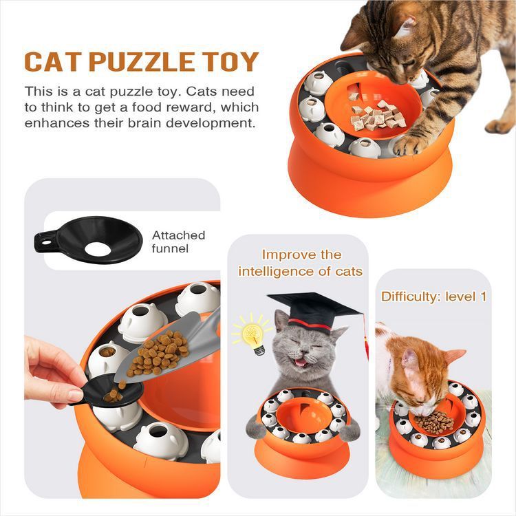 Pet Supplies Company New Rotating Food Dispensing Bowl Interactive Cat Toy_voghion.com
