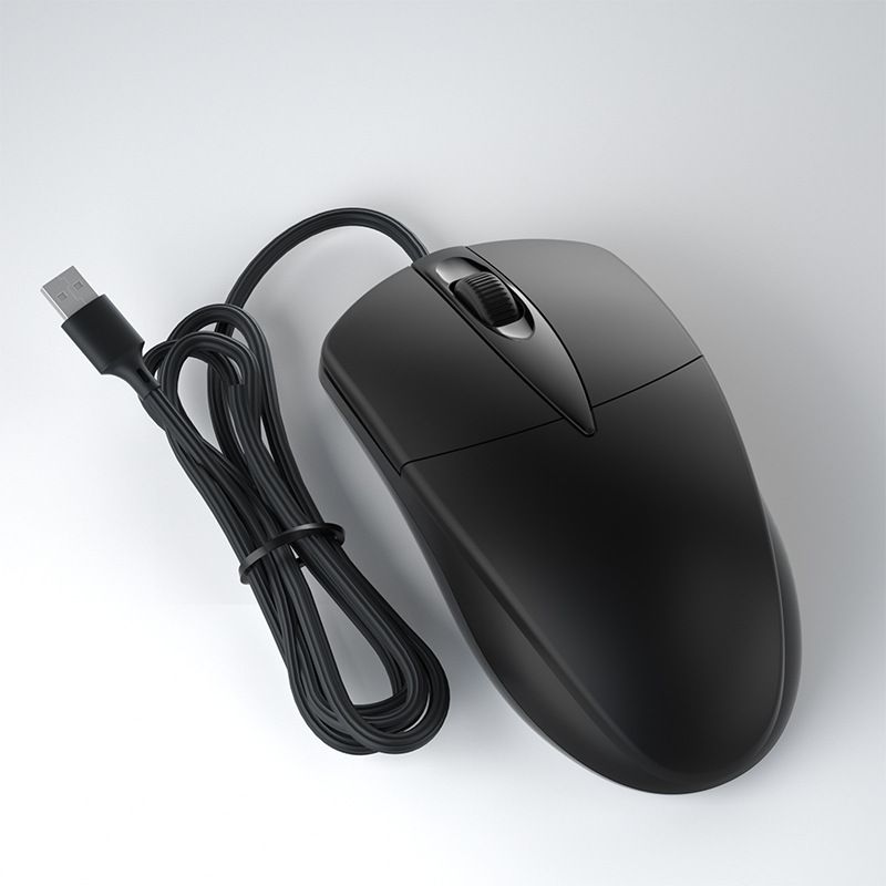 Mouse USB ergonomico cablato con rotellina di scorrimento a 4 vie – Mouse ottico a 3 pulsanti 1200 DPI per PC e laptop (nero)_voghion.com