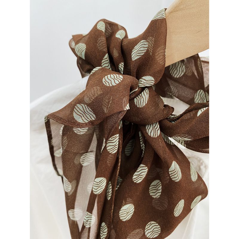 High Version French Brown Long Strip Georgette For Women Spring Summer Versatile Neck Tie Thin Elegant Accessory Silk_voghion.com