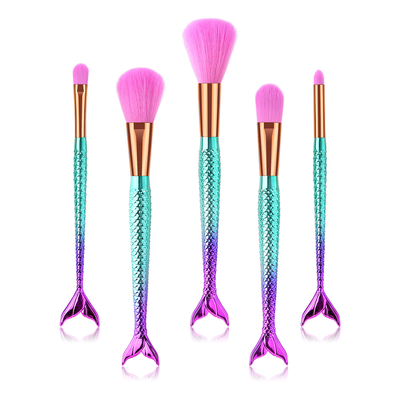 5-teiliges Make-up-Pinselset, Make-up-Tools, Augenset, Lidschattenpinsel, rosa und blauer Farbverlauf, Yuncai GUJHUI_voghion.com