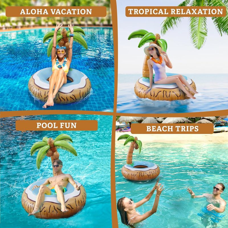 Summer Supplies Vacation Adult Pool Party Inflatable Floating Coconut Tree Swimming Ring Water Lounger_voghion.com