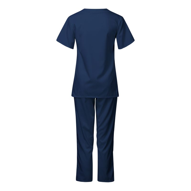 Vêtements pour femmes nouvelle couleur unie poche col en V uniforme de travail infirmier uniforme d'infirmière uniforme d'infirmière costume deux pièces femme_voghion.com