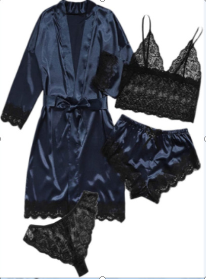 Pijamas de mujer, cuatro conjuntos de fabricantes de vestidos sexys europeos y americanos, conjunto de ropa para el hogar_voghion.com