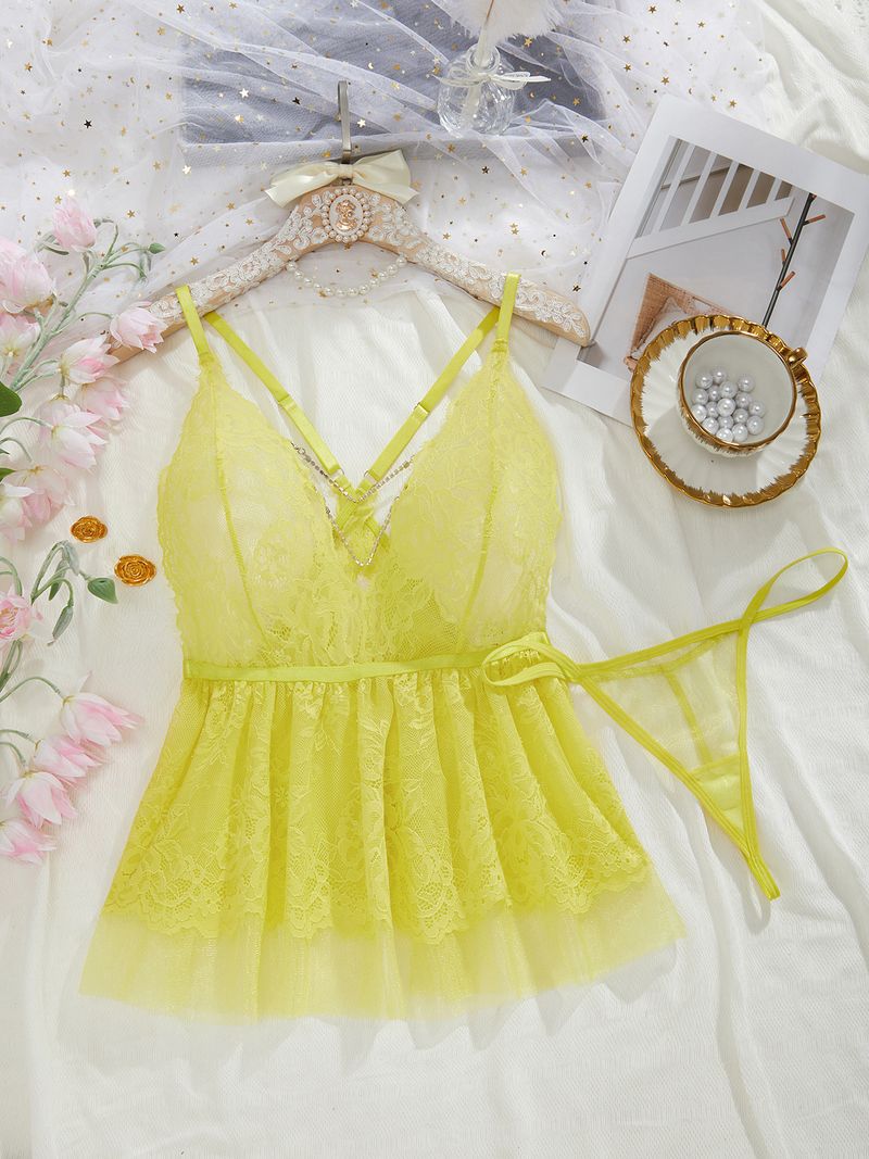 Biancheria intima sexy e divertente Prospettiva di pizzo Tentazione Abito da notte perizoma Set di due pezzi_voghion.com