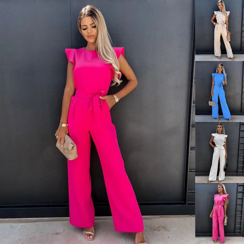 2022 New High Waist Commuter Waist-Tied Jumpsuit Long Pants For Women_voghion.com