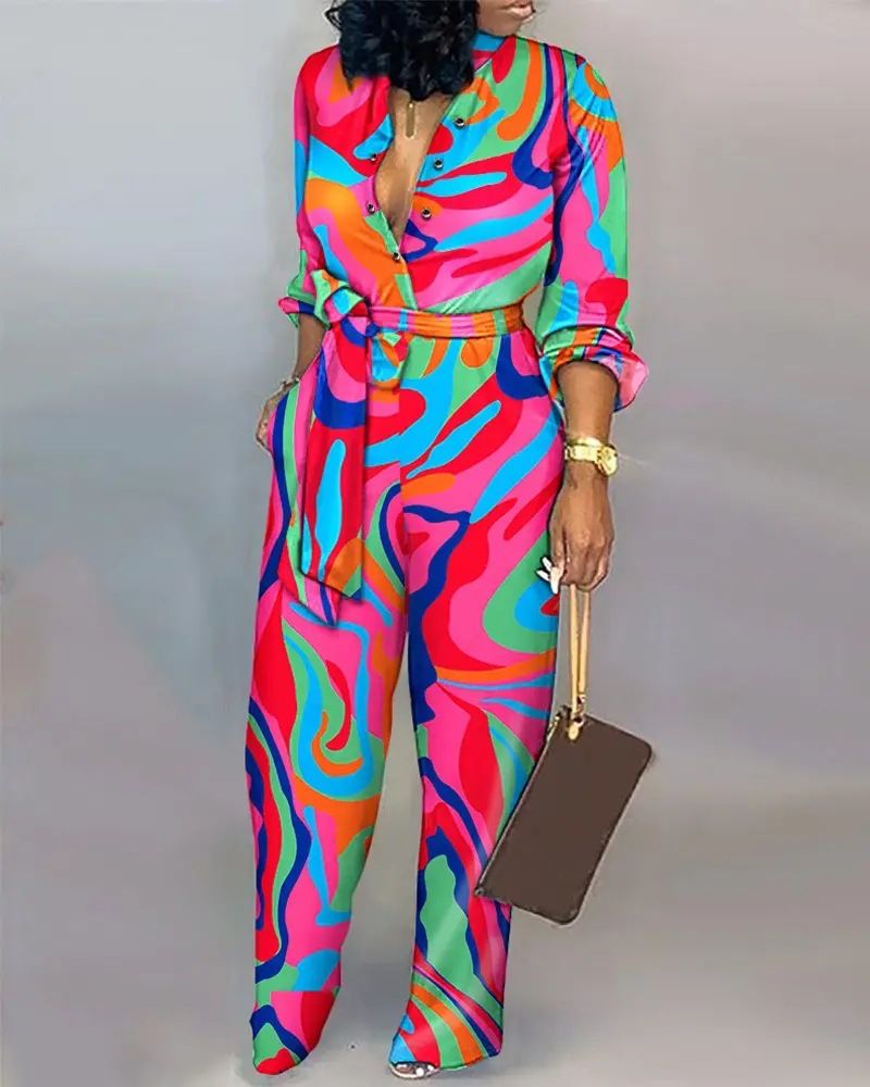 women's loose large size jumpsuit autumn and winter high waist casual straight jumpsuit _voghion.com
