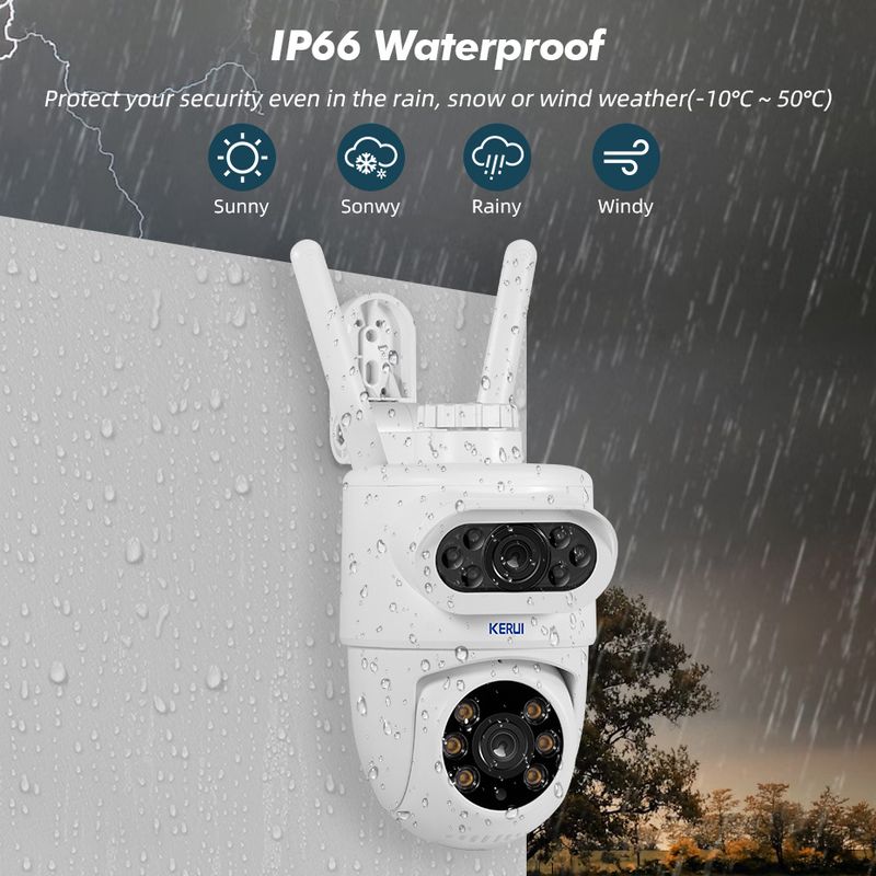 KERUI Utendørs 10MP 5K HD Dobbellinse WiFi IP-kamera Tuya Smart PTZ Trådløs Hjemmesikkerhet CCTV Videoovervåking Menneskelig_voghion.com