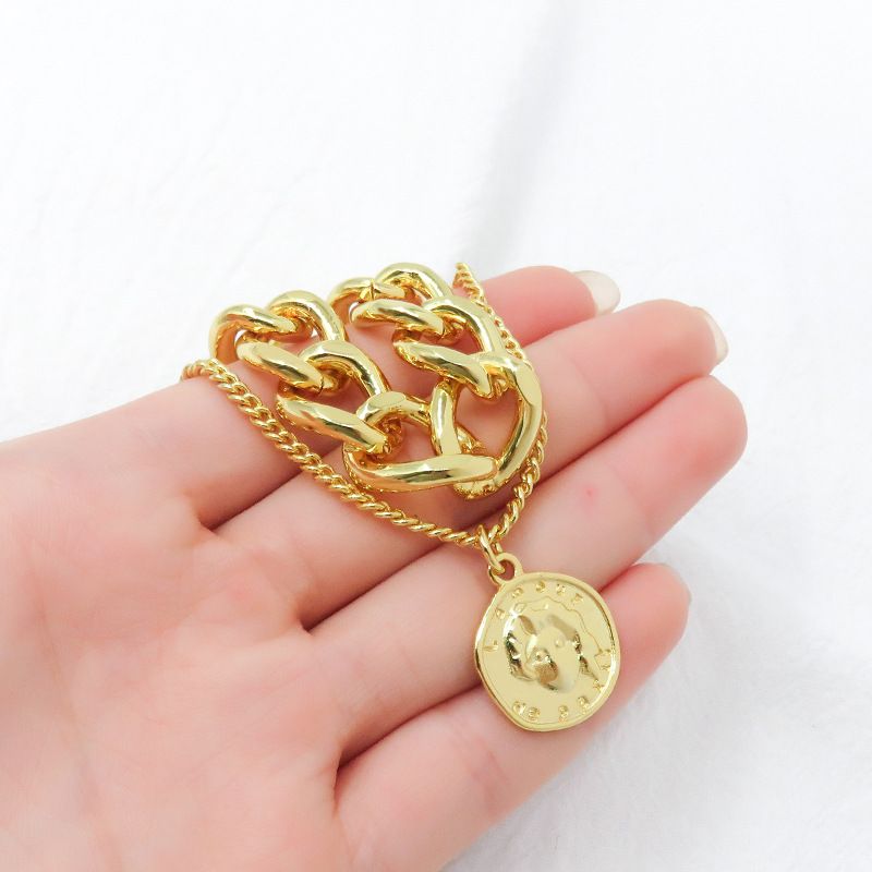Unique Double Layer Necklace For Men Exaggerated Cuban Hip Hop Style Thick Gold Chain Jewelry_voghion.com