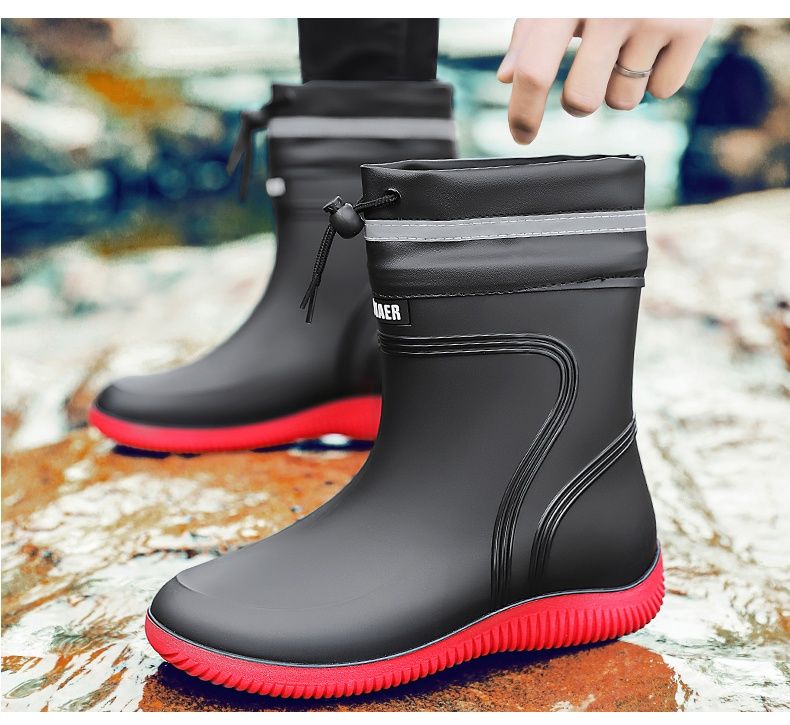 Single Shoe Midsole Waterproof Mouth Rain Boots 39-45_voghion.com