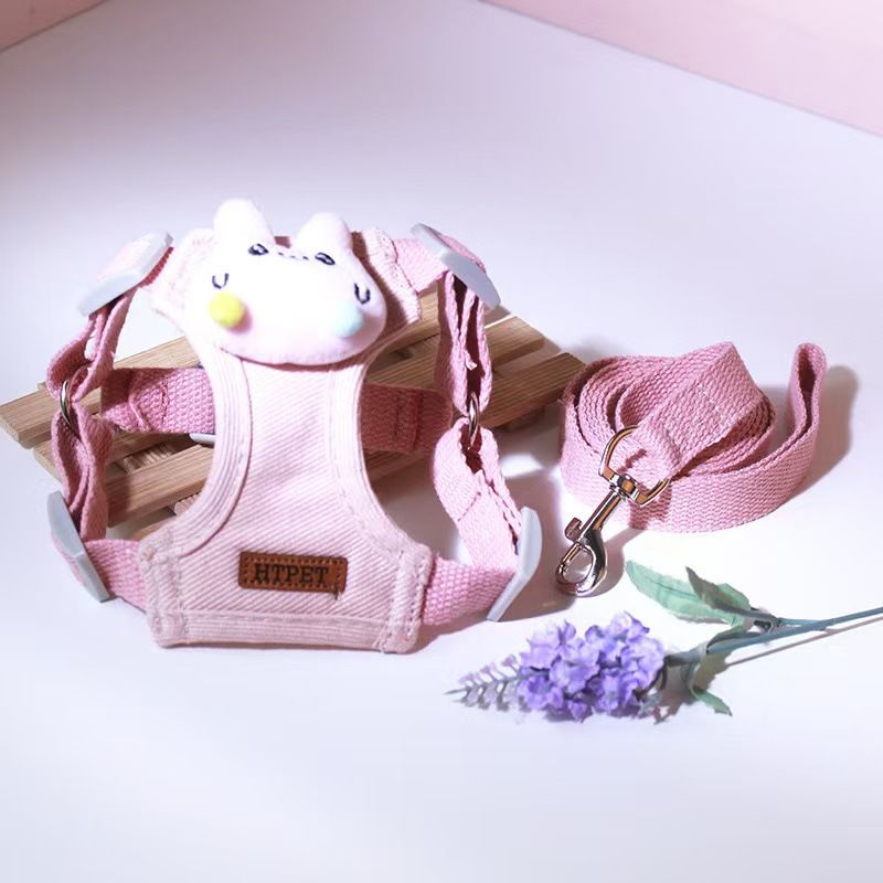 New Cartoon Cute Cat With Outdoor Leash For Small And Medium Dogs Vest Style Pet Harness_voghion.com